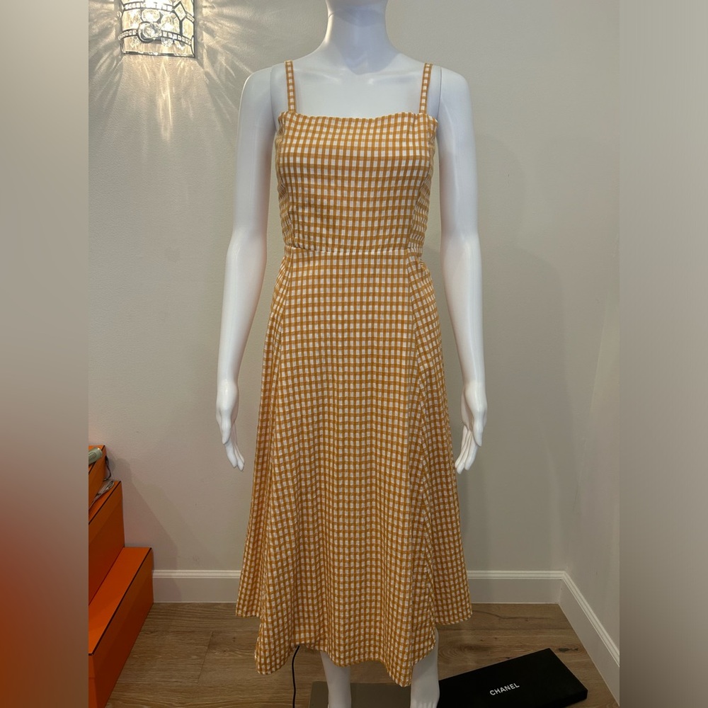 Gap Orange Gingham Midi Dress Size 0